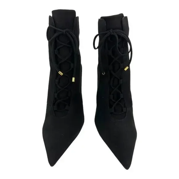 Good American Scandal Lace Up High Heel Booties Black Size 8.5 NWT $275 MSRP - Picture 4 of 8